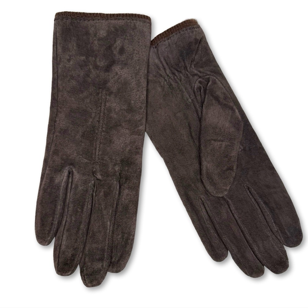 Vintage Fownes Brown Suede Leather Gloves Lined Size Large